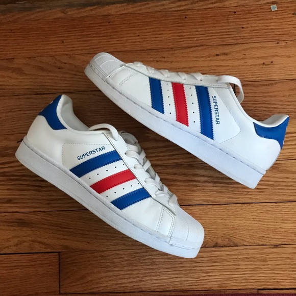 adidas Shoes | Adidas Red White And Blue Superstars | Poshmark